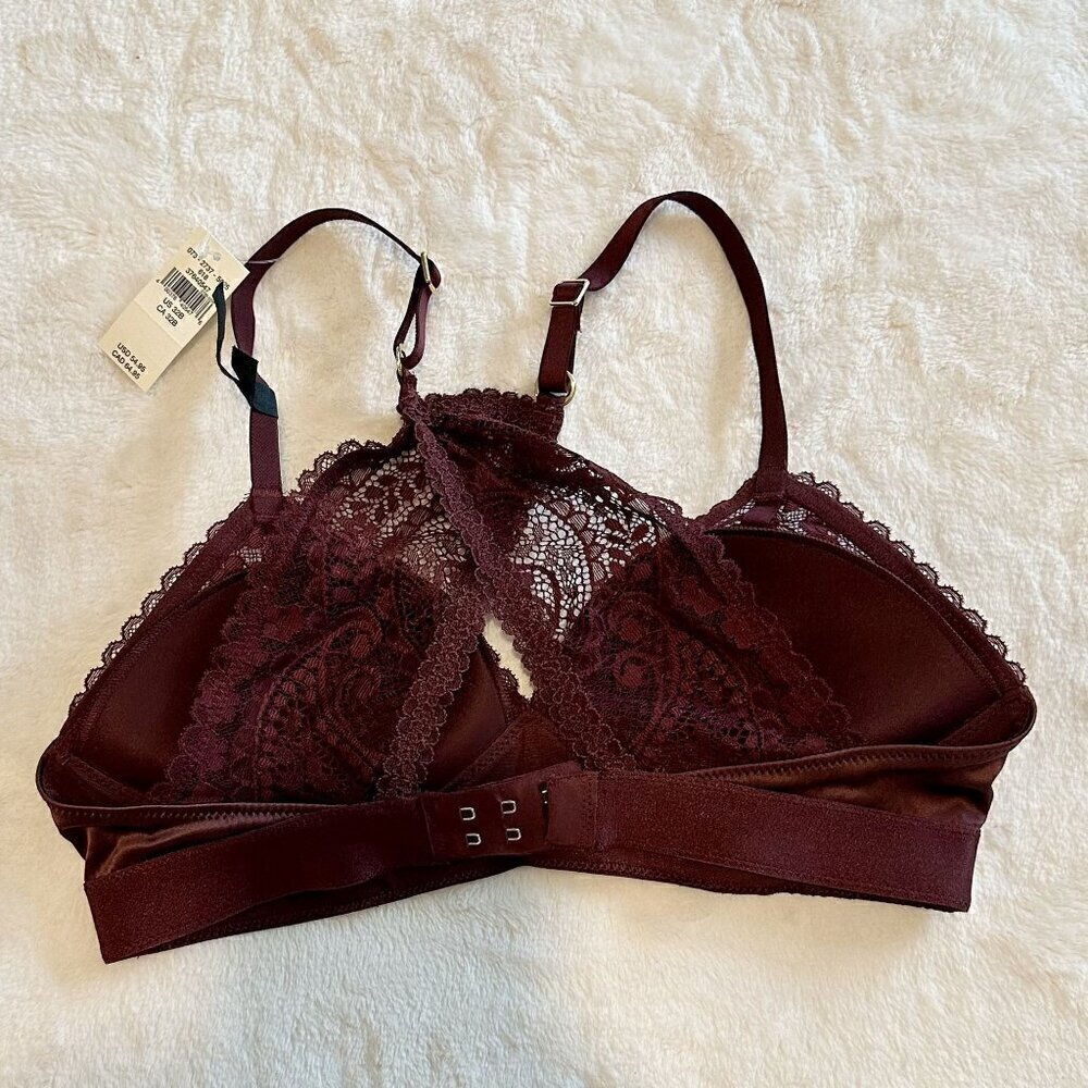 NWT Aerie Maroon Real Power Wireless Push Up Paisley Lace Bra - 32B - Picture 4 of 10